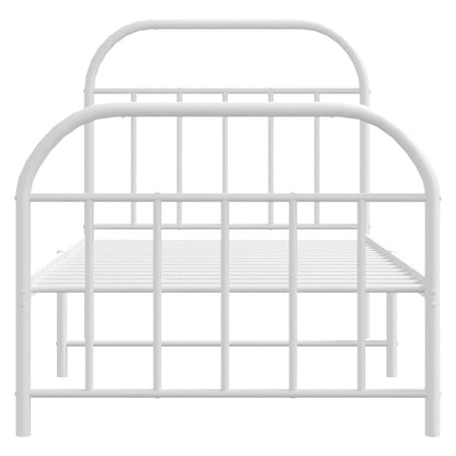 Giroletto con Testiera e Pediera Metallo Bianco 90x190 cm