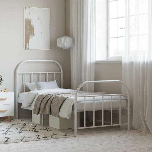 Giroletto con Testiera e Pediera Metallo Bianco 90x190 cm | homemem39
