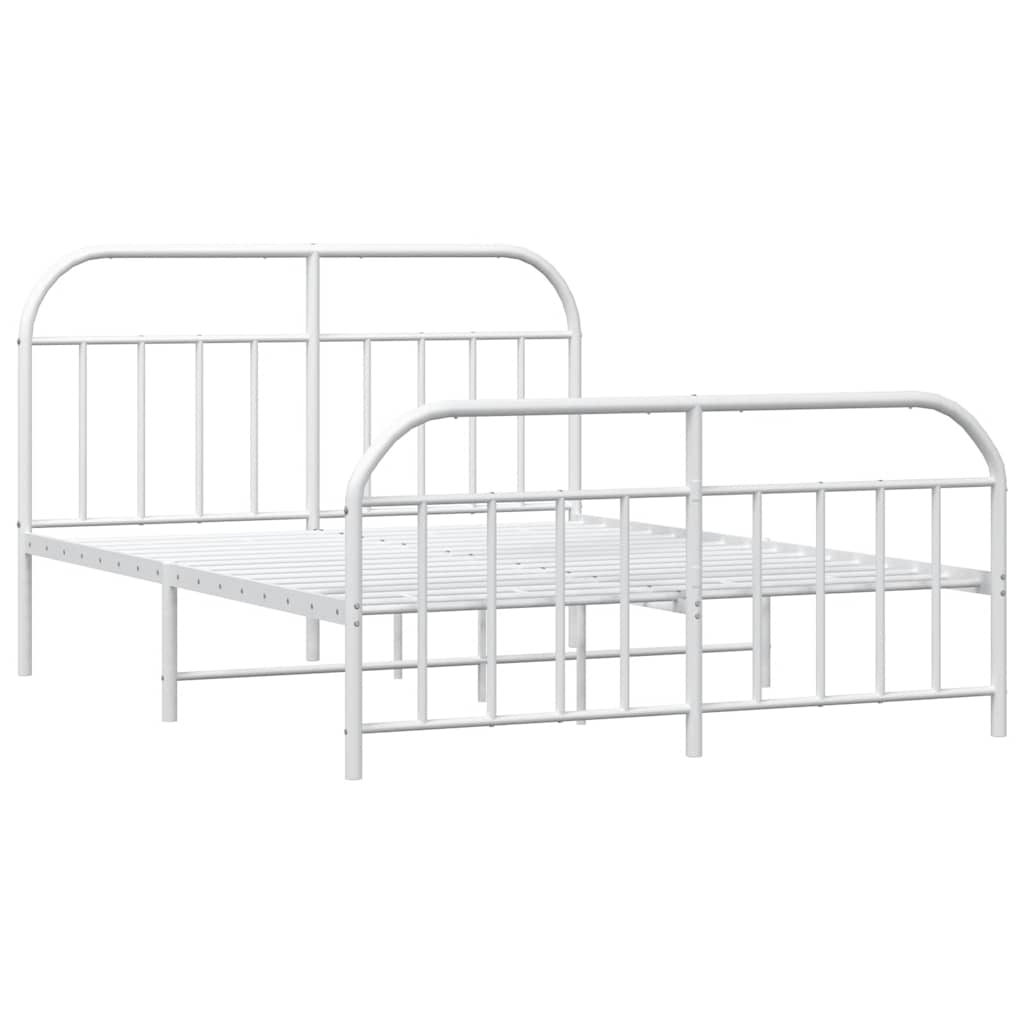 Giroletto con Testiera e Pediera Metallo Bianco 135x190 cm | homemem39