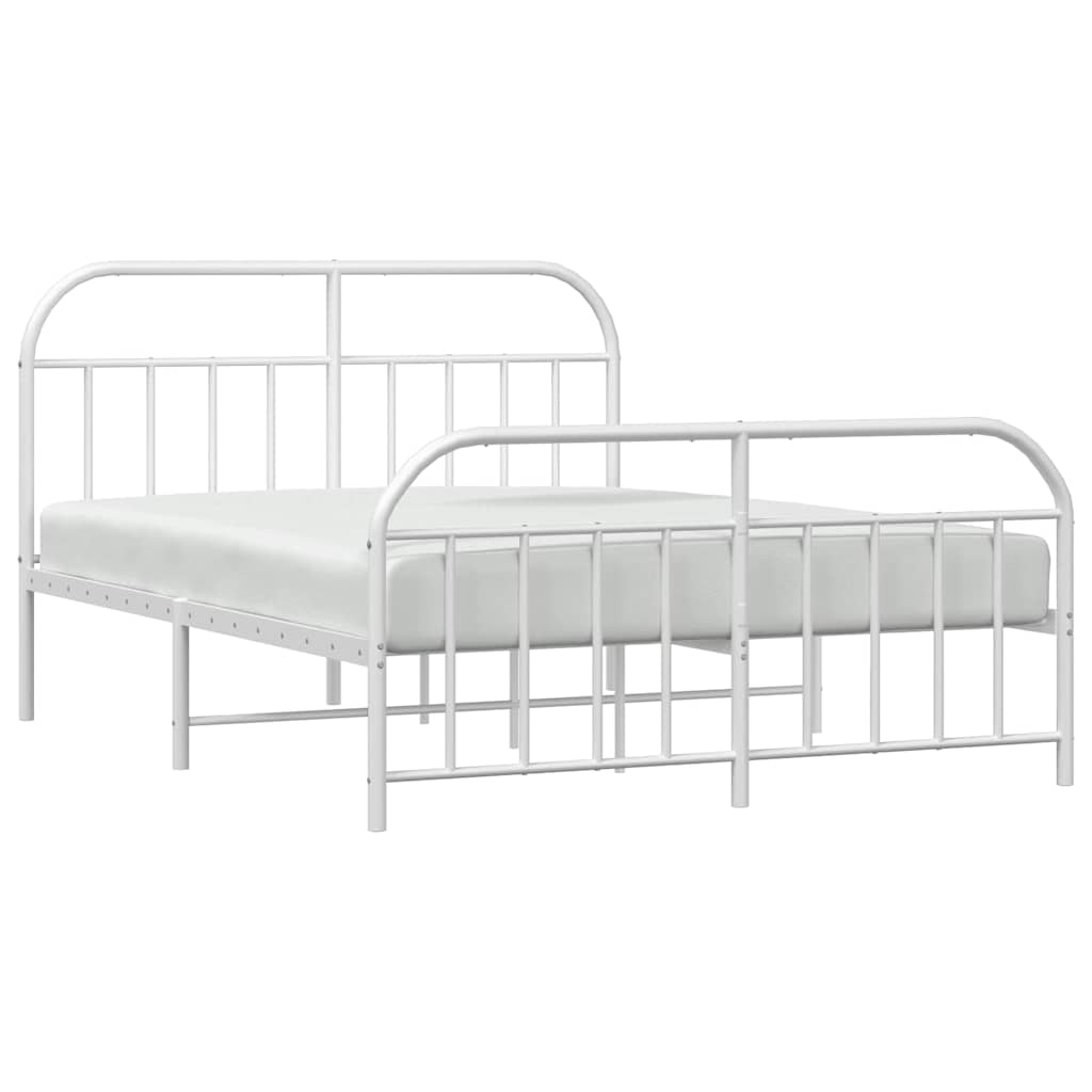Giroletto con Testiera e Pediera Metallo Bianco 135x190 cm | homemem39