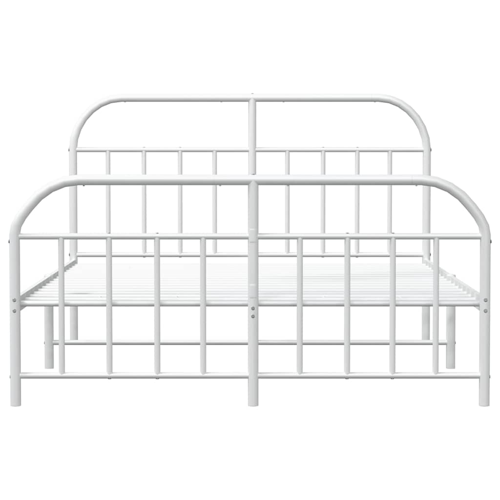 Giroletto con Testiera e Pediera Metallo Bianco 135x190 cm