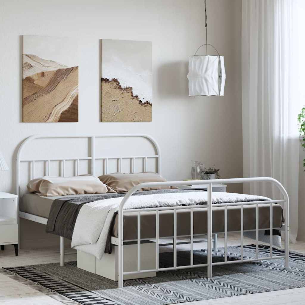 Giroletto con Testiera e Pediera Metallo Bianco 135x190 cm | homemem39