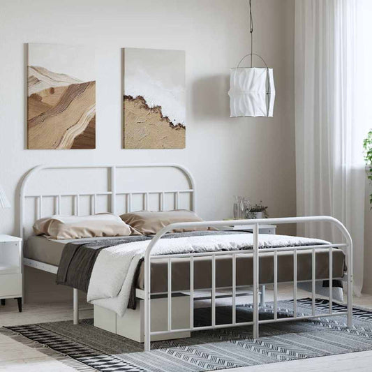 Giroletto con Testiera e Pediera Metallo Bianco 135x190 cm | homemem39