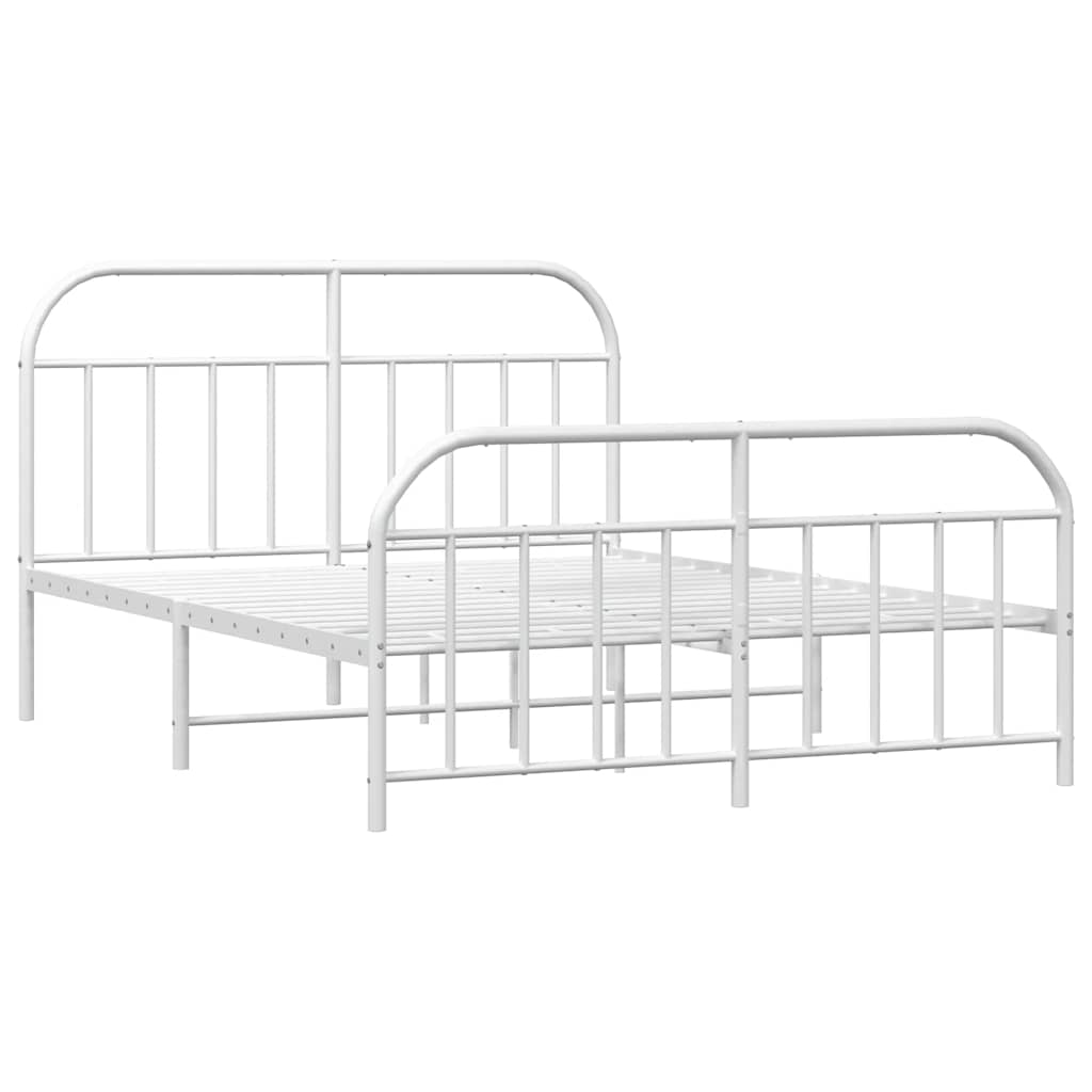 Giroletto con Testiera e Pediera Metallo Bianco 150x200 cm | homemem39