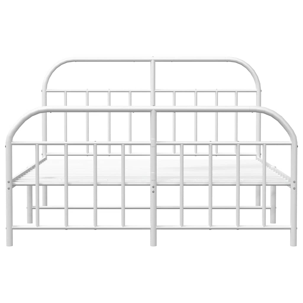 Giroletto con Testiera e Pediera Metallo Bianco 150x200 cm | homemem39