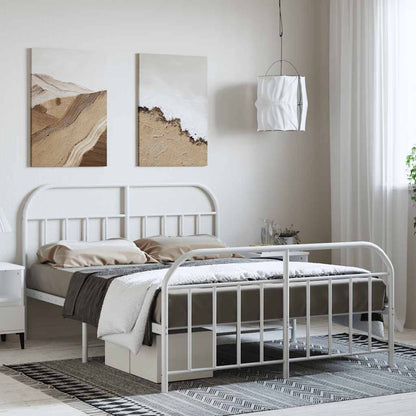 Giroletto con Testiera e Pediera Metallo Bianco 150x200 cm | homemem39