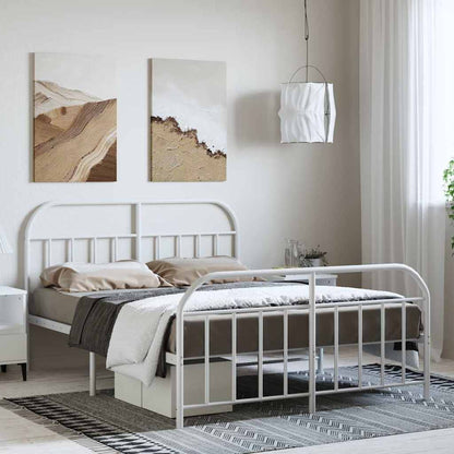 Giroletto con Testiera e Pediera Metallo Bianco 150x200 cm