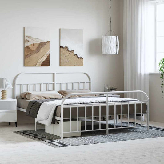 Giroletto con Testiera e Pediera Metallo Bianco 183x213 cm | homemem39