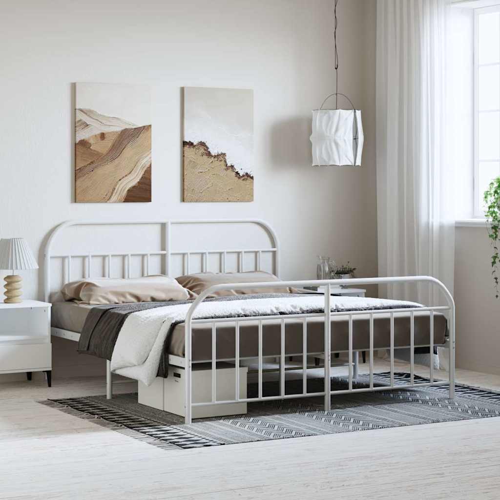 Giroletto con Testiera e Pediera Metallo Bianco 183x213 cm