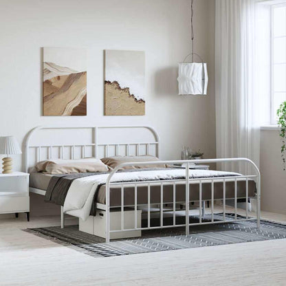 Giroletto con Testiera e Pediera Metallo Bianco 183x213 cm