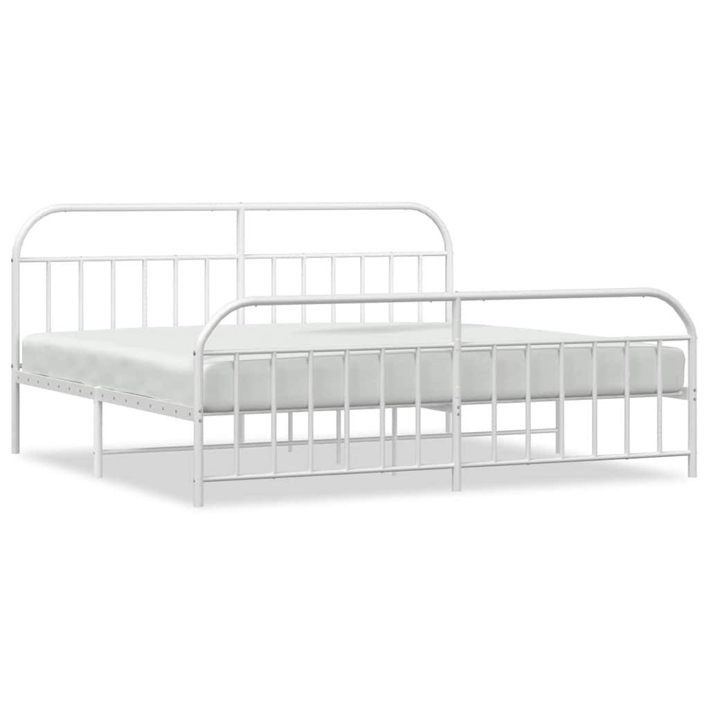 Giroletto con Testiera e Pediera Metallo Bianco 193x203 cm | homemem39