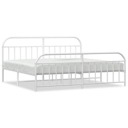 Giroletto con Testiera e Pediera Metallo Bianco 193x203 cm | homemem39