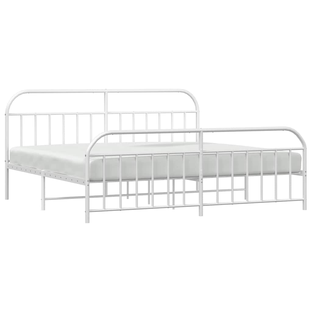 Giroletto con Testiera e Pediera Metallo Bianco 193x203 cm | homemem39