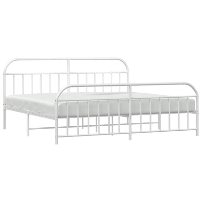 Giroletto con Testiera e Pediera Metallo Bianco 193x203 cm | homemem39