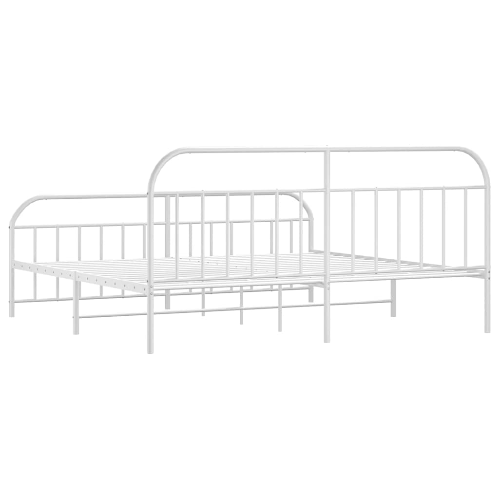 Giroletto con Testiera e Pediera Metallo Bianco 193x203 cm | homemem39
