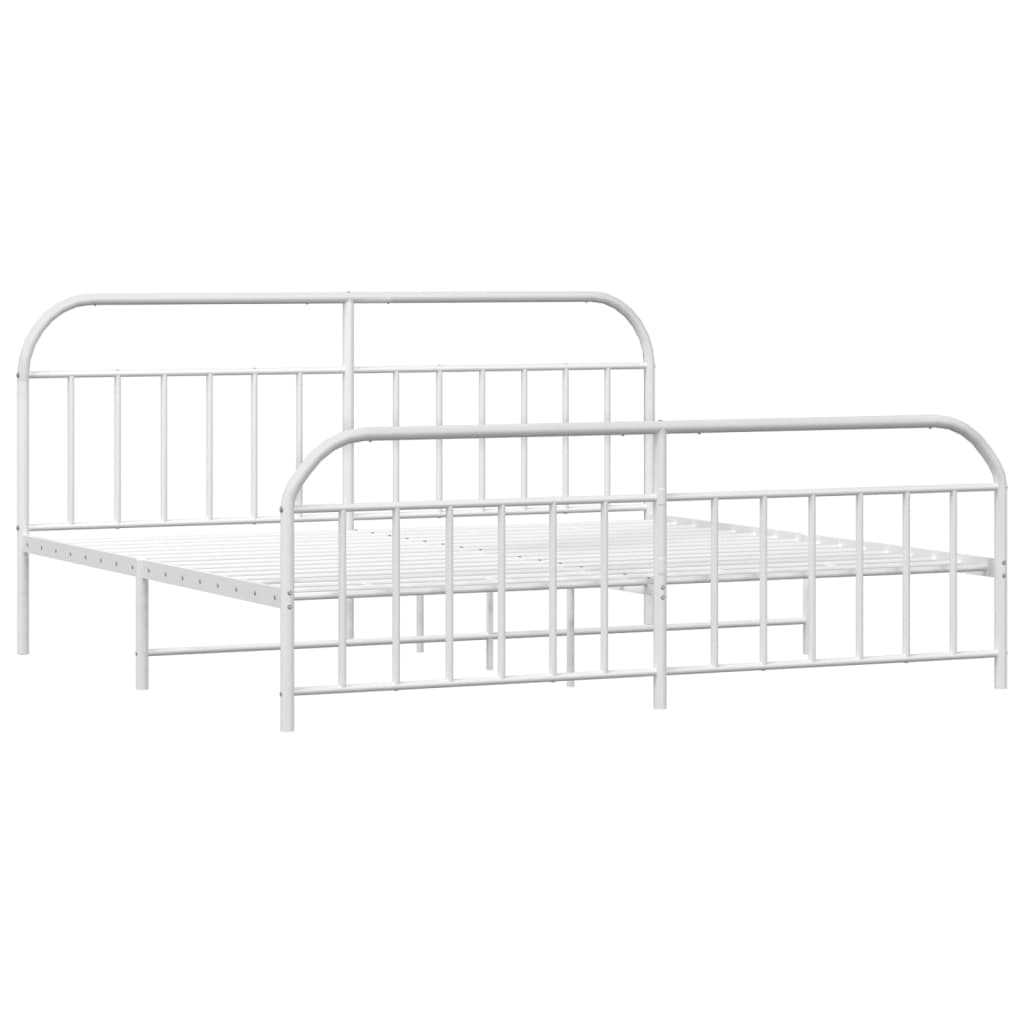 Giroletto con Testiera e Pediera Metallo Bianco 200x200 cm | homemem39