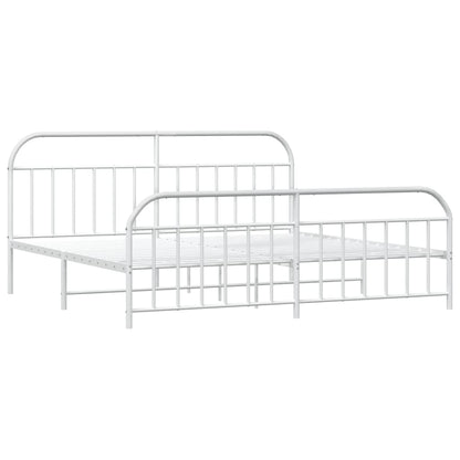 Giroletto con Testiera e Pediera Metallo Bianco 200x200 cm | homemem39