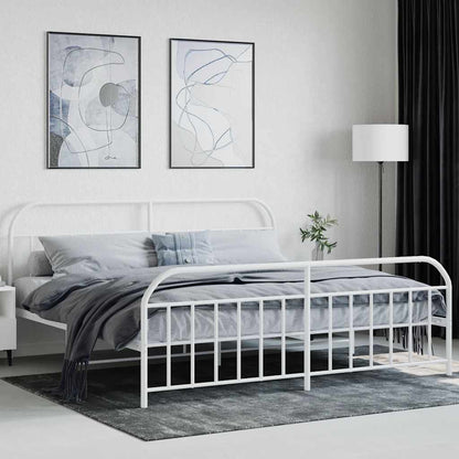 Giroletto con Testiera e Pediera Metallo Bianco 200x200 cm