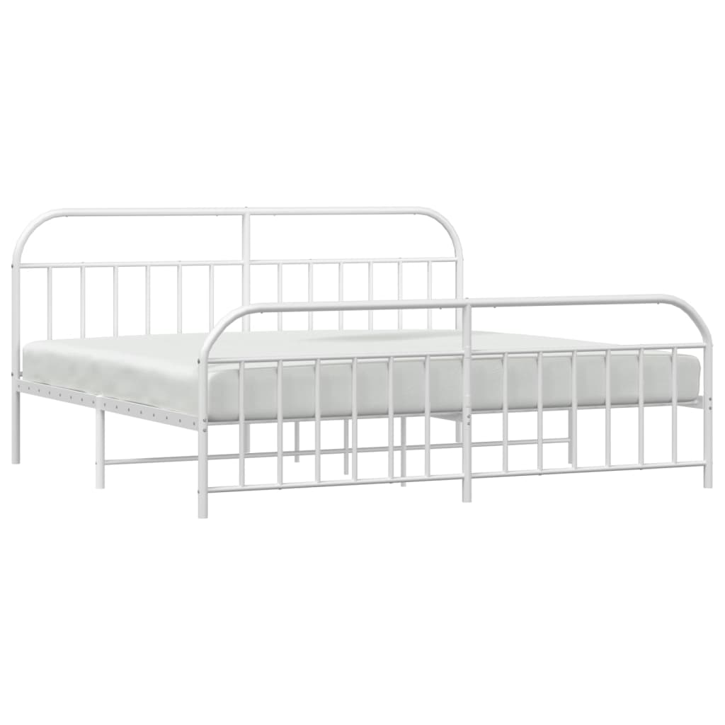 Giroletto con Testiera e Pediera Metallo Bianco 200x200 cm | homemem39