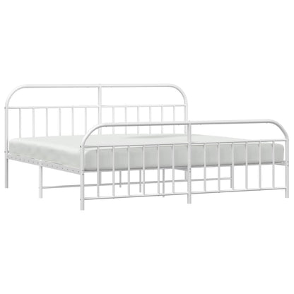 Giroletto con Testiera e Pediera Metallo Bianco 200x200 cm | homemem39