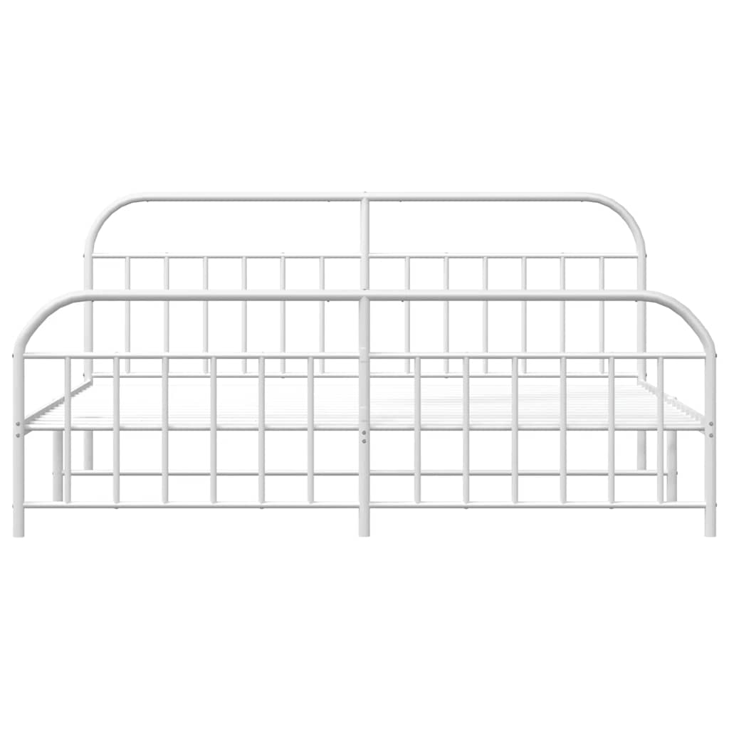 Giroletto con Testiera e Pediera Metallo Bianco 200x200 cm