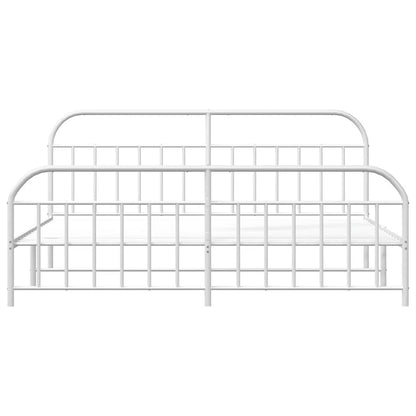 Giroletto con Testiera e Pediera Metallo Bianco 200x200 cm