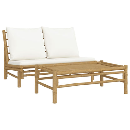Set Salotto da Giardino 2pz con Cuscini Bambù