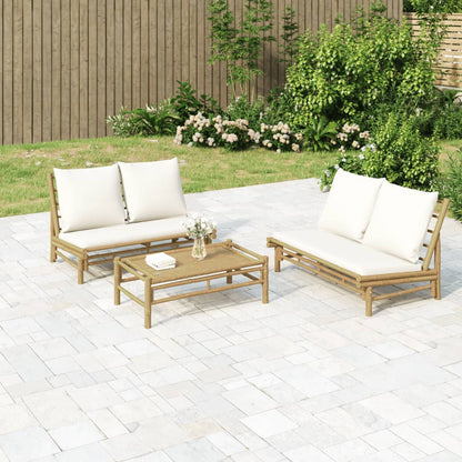 Set Salotto da Giardino 2pz con Cuscini Bambù