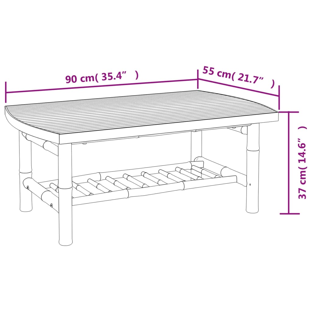 Tavolino da Giardino 90x55x37 cm in Bambù - homemem39