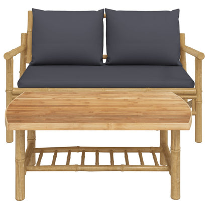 Set Salotto da Giardino 2pz con Cuscini Bambù