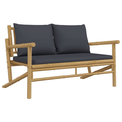 Set Salotto da Giardino 2pz con Cuscini Grigio Scuro Bambù | homemem39