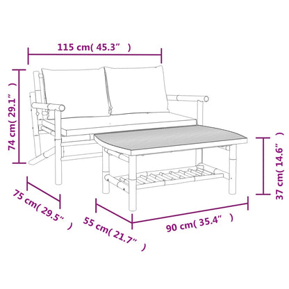 Set Salotto da Giardino 2pz con Cuscini Grigio Scuro Bambù | homemem39