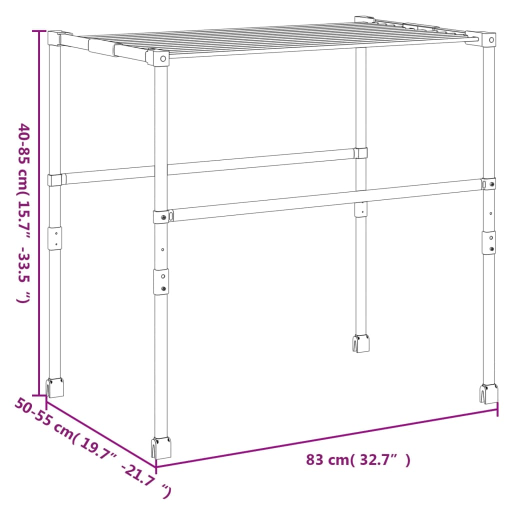 Stendibiancheria 83x(50-55)x(40-85) cm in Alluminio | homemem39
