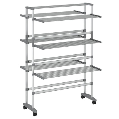 Stendibiancheria con Ruote 89x64x129 cm in Alluminio | homemem39