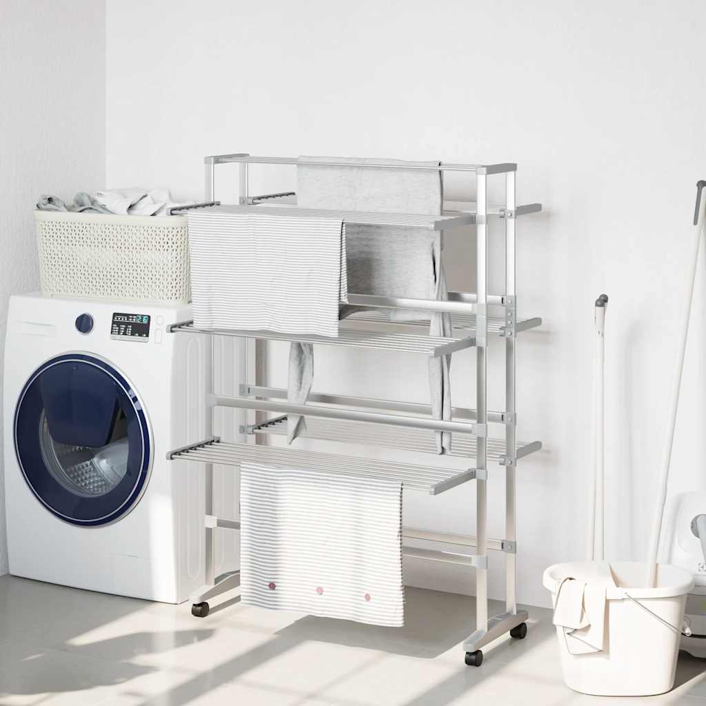Stendibiancheria con Ruote 89x64x129 cm in Alluminio | homemem39