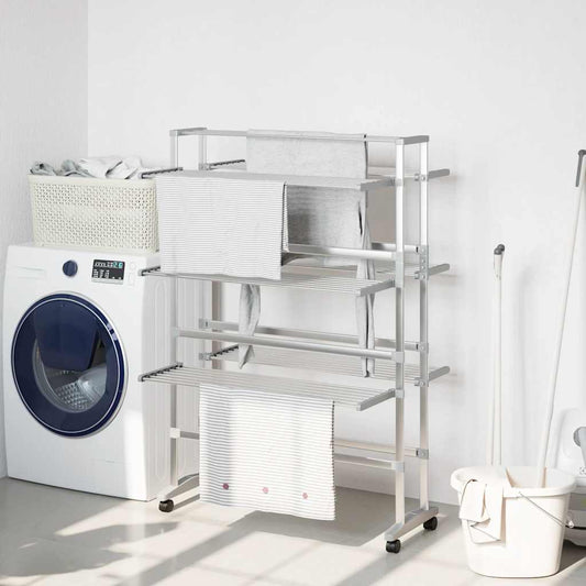 Stendibiancheria con Ruote 89x64x129 cm in Alluminio | homemem39