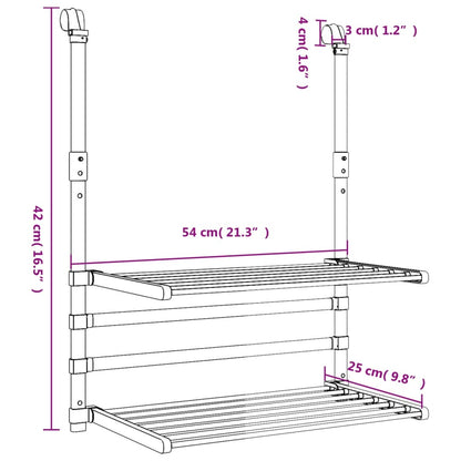 Stendino per Balcone 54x25x42 cm in Alluminio | homemem39