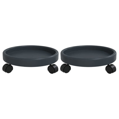 Carrelli per Piante con Ruote 2 pz Grigi Diametro 34 cm 35 kg