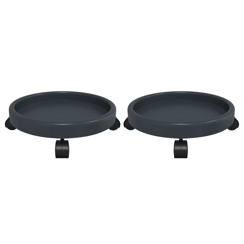 Carrelli per Piante con Ruote 2 pz Grigi Diametro 34 cm 35 kg - homemem39