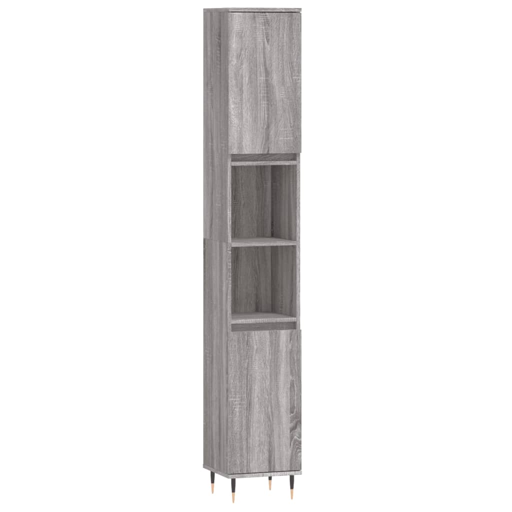 Set Mobili da Bagno 3 pz Grigio Sonoma in Legno Multistrato | homemem39
