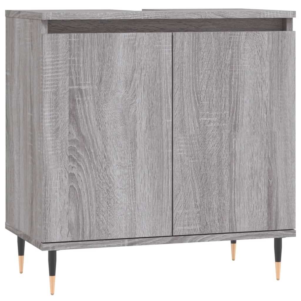 Set Mobili da Bagno 3 pz Grigio Sonoma in Legno Multistrato | homemem39