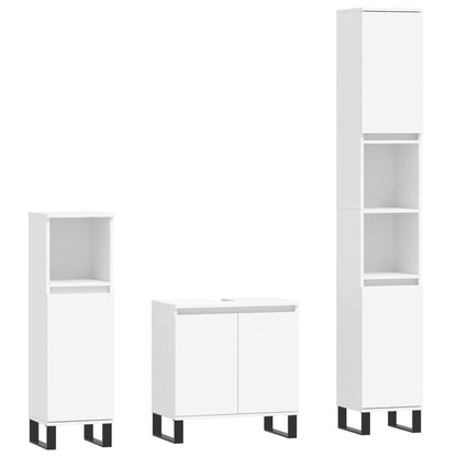 Set di Mobili da Bagno 3 pz Bianco in Legno Multistrato | homemem39