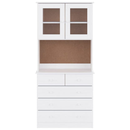 Credenza ALTA Bianca 77x35x165 cm in Legno Massello di Pino