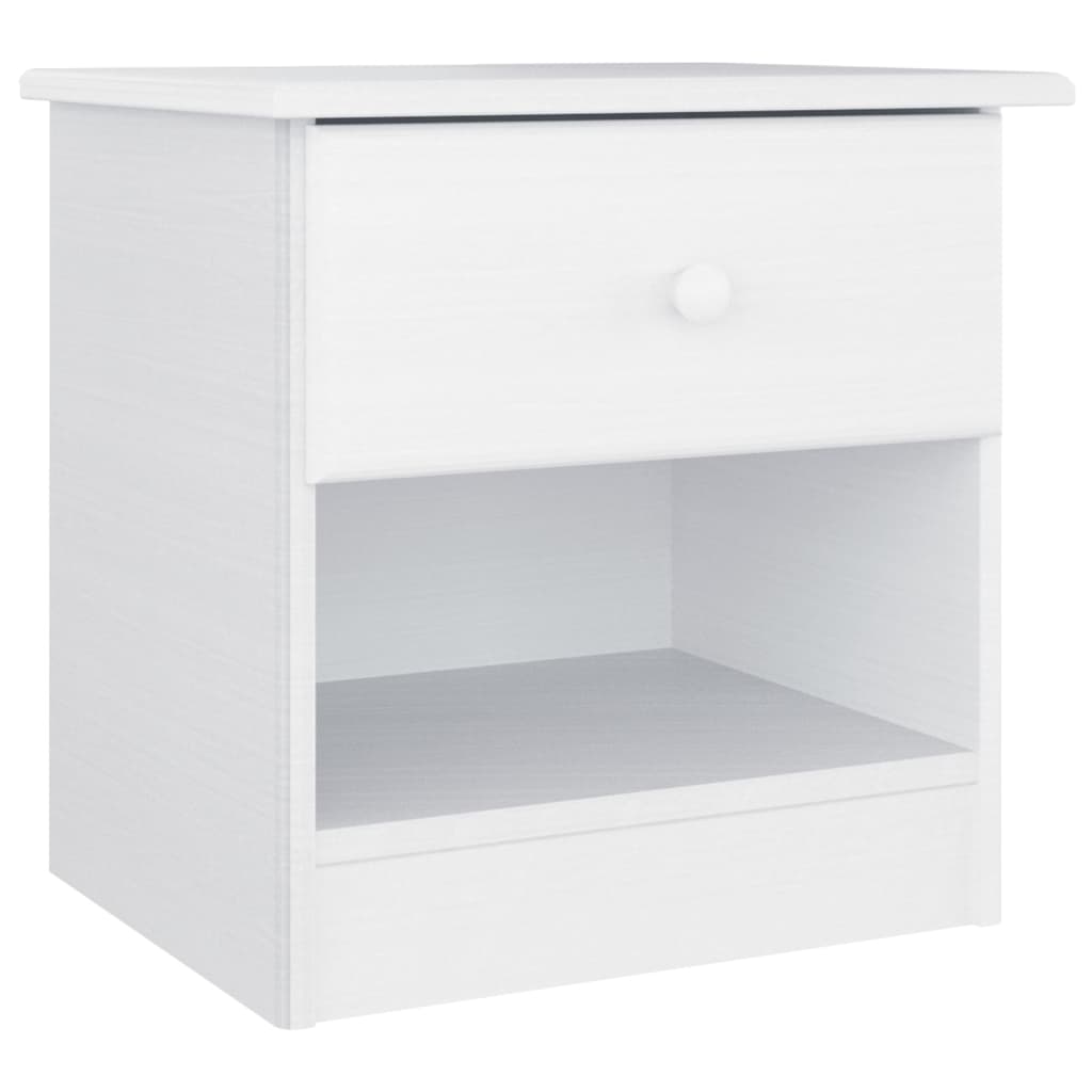 Comodino ALTA Bianco 41x35x41 cm in Legno Massello di Pino - homemem39