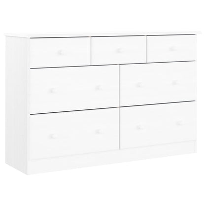 Cassettiera ALTA Bianca 112x35x73 cm in Legno Massello di Pino - homemem39