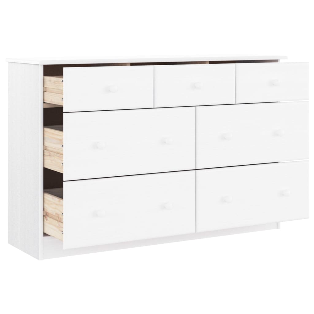 Cassettiera ALTA Bianca 112x35x73 cm in Legno Massello di Pino | homemem39