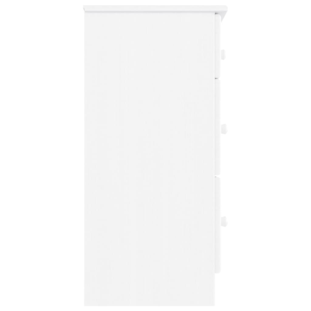 Cassettiera ALTA Bianca 112x35x73 cm in Legno Massello di Pino - homemem39