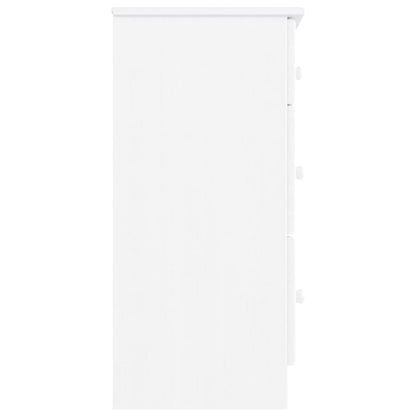 Cassettiera ALTA Bianca 112x35x73 cm in Legno Massello di Pino - homemem39