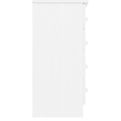 Cassettiera ALTA Bianca 77x35x73 cm in Legno Massello di Pino