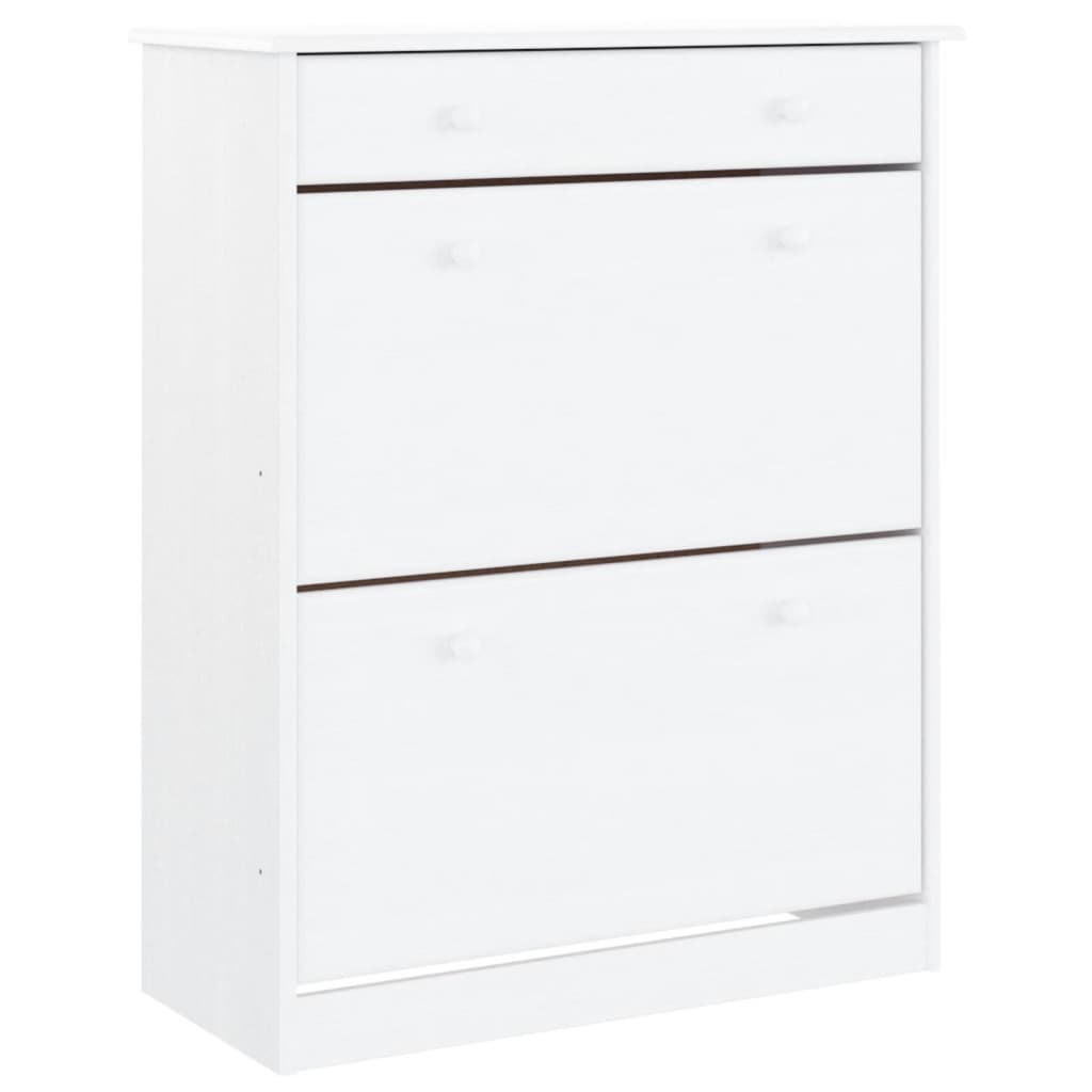Scarpiera ALTA Bianca 77x35x96 cm in Legno Massello di Pino - homemem39